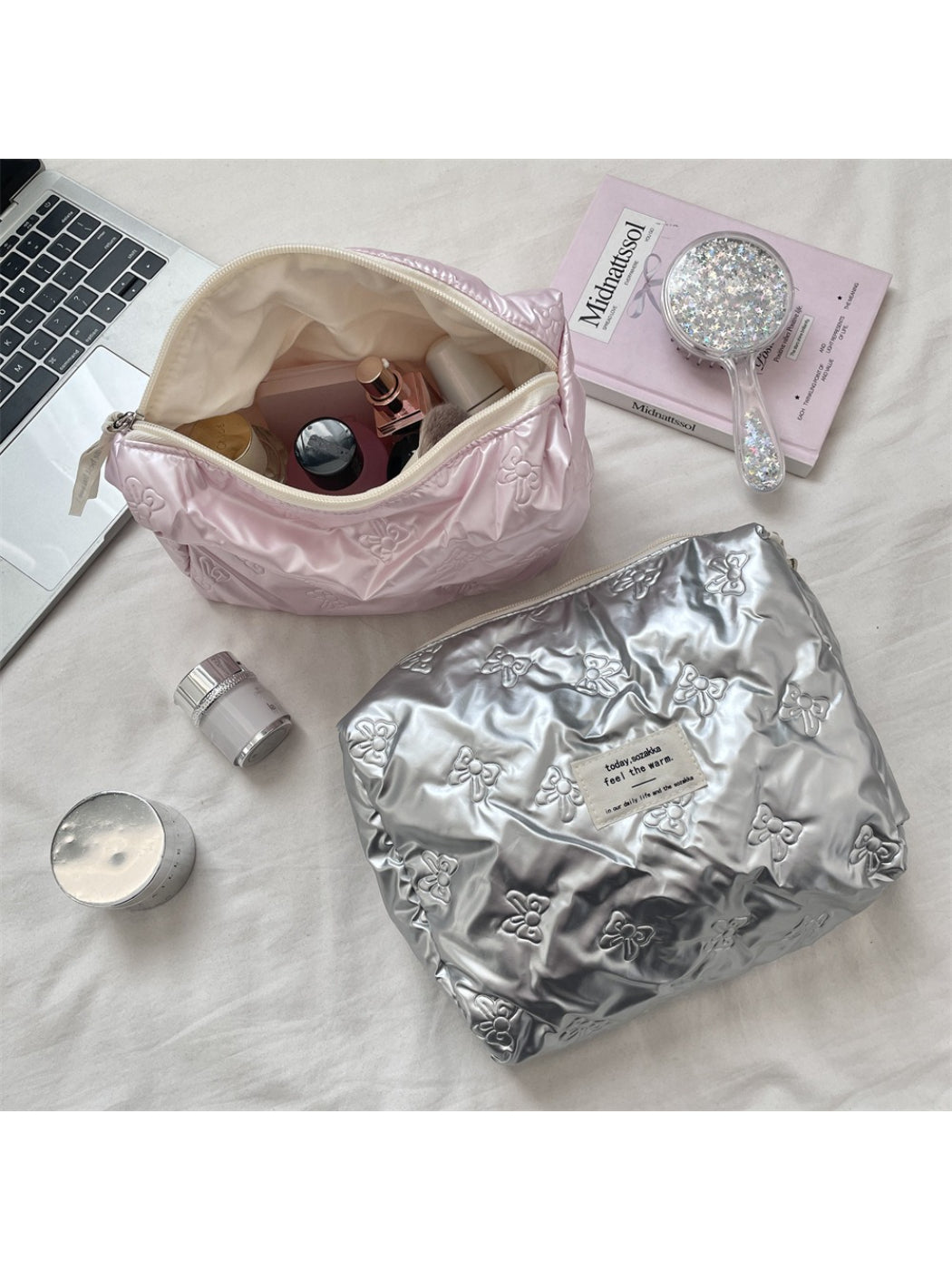 Cosbai - Bow Pattern Travel Cosmetic Bag