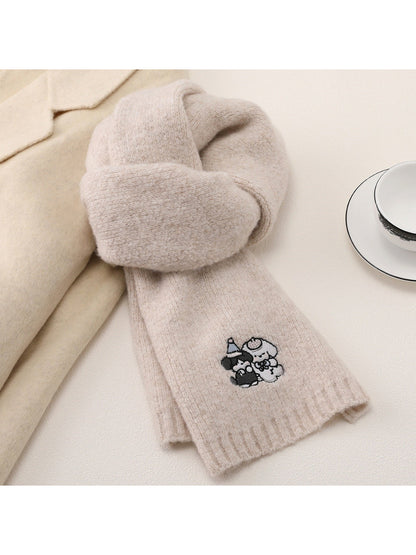 Scarvii Grey Scarf with Dog Embroidery