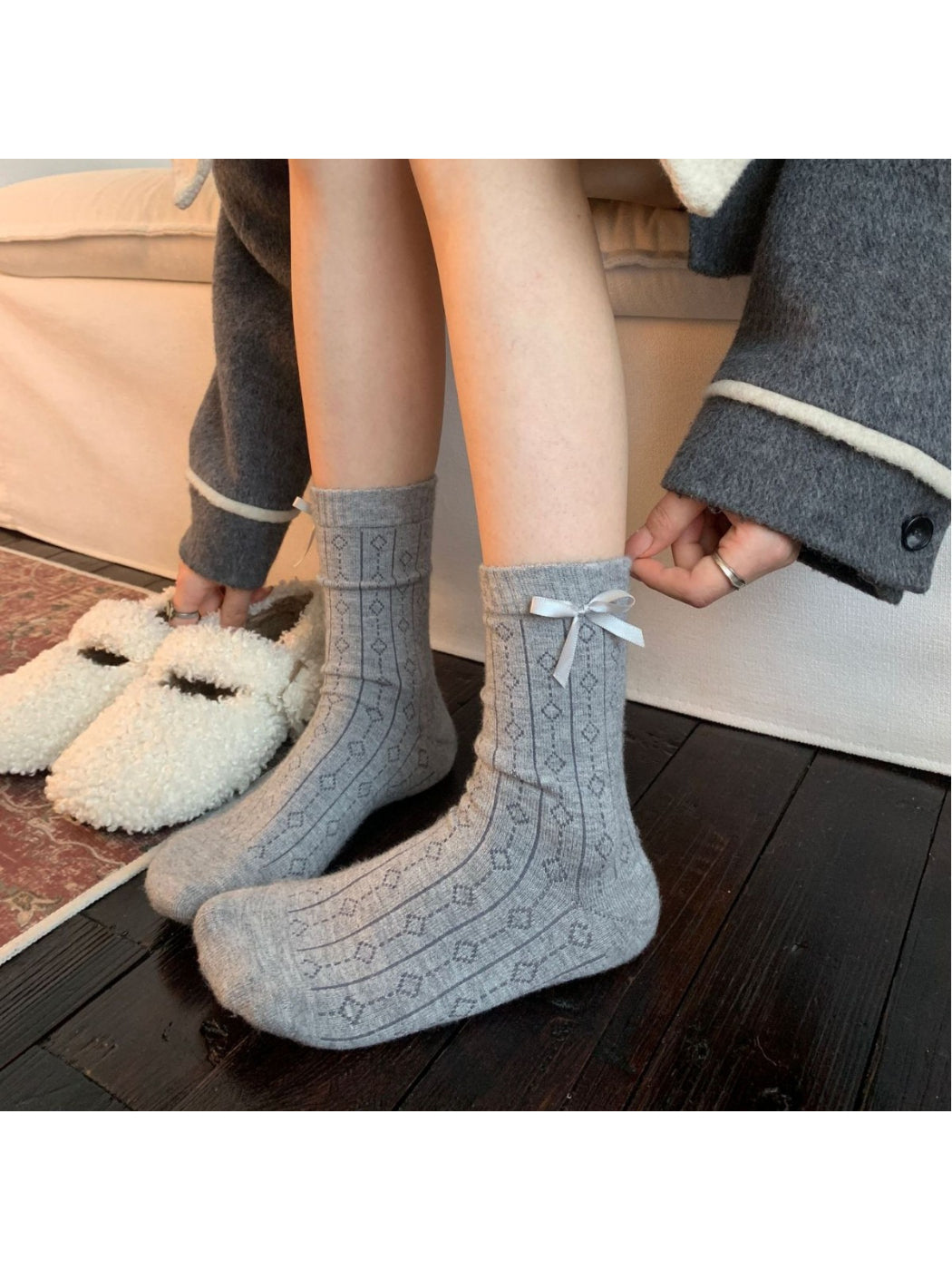 Rufia - Lace Bow Ribbed Socks
