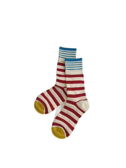 Rufia - Colorful Patchwork Stripe Mid-Calf Socks - Classic & Fresh