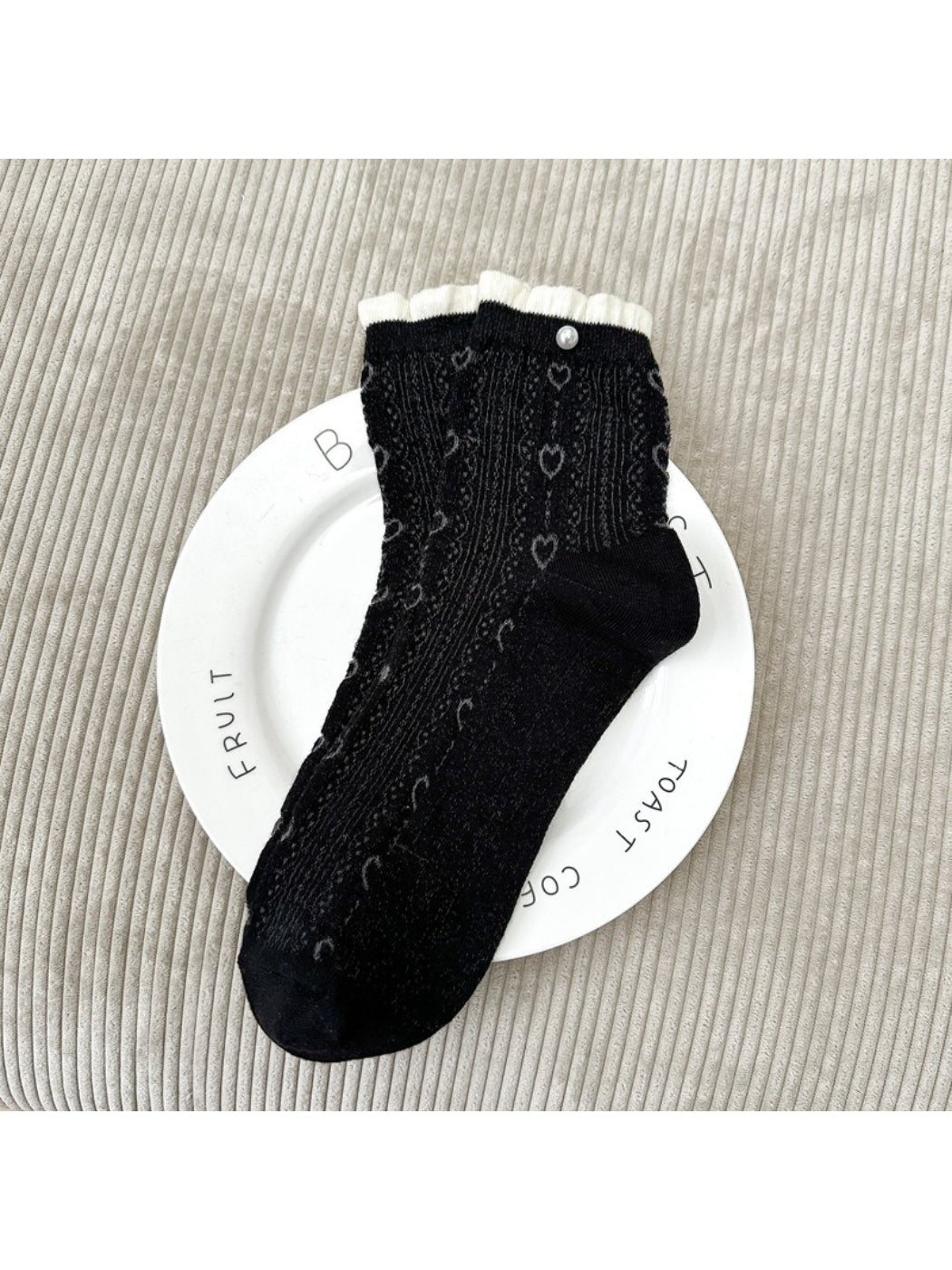 Rufia - Ribbed White Mid-Calf Socks product image 2