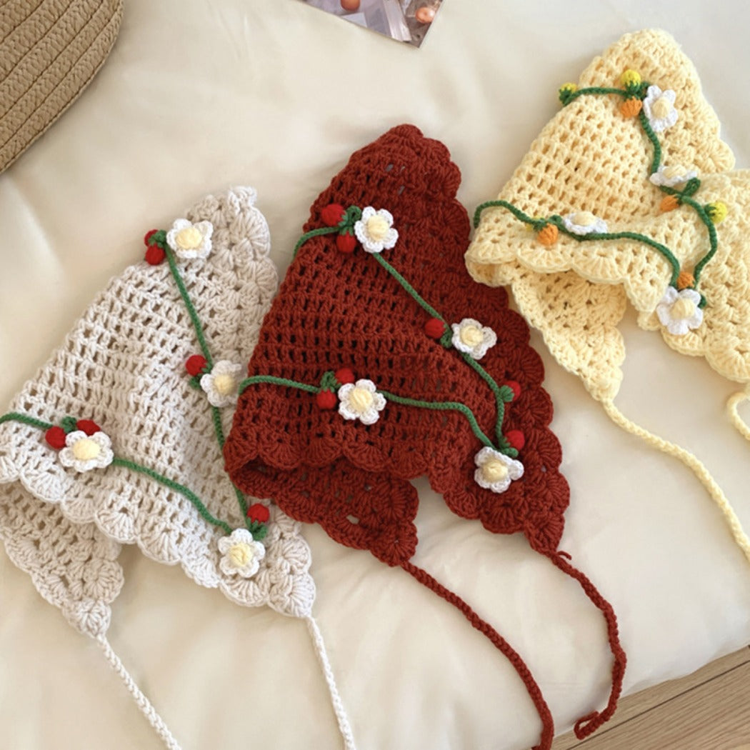 Scarvii - Boho Chic Floral Lace Crochet Triangle Scarf