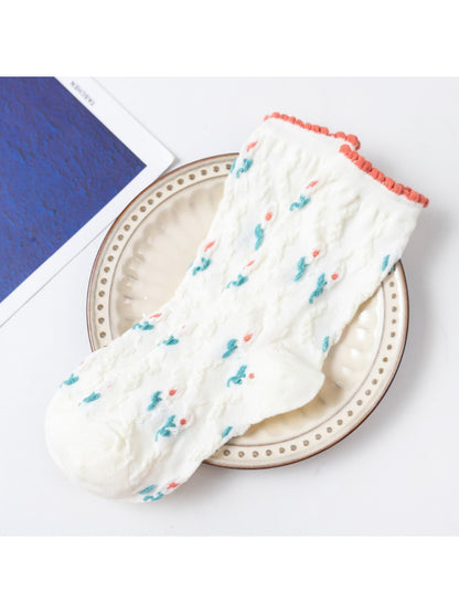 Rufia - Sweet Floral Textured Crew Socks product image 6