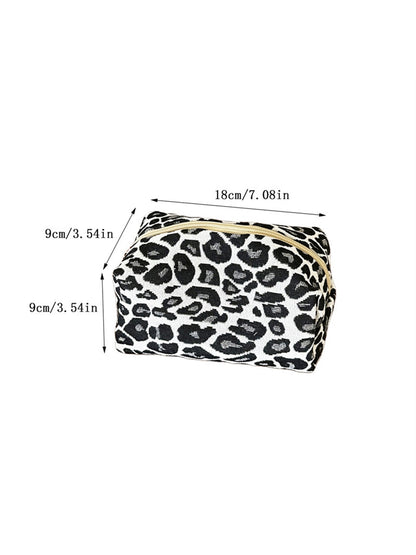 Cosbai - Leopard Print Zippered Rectangular Makeup Bag