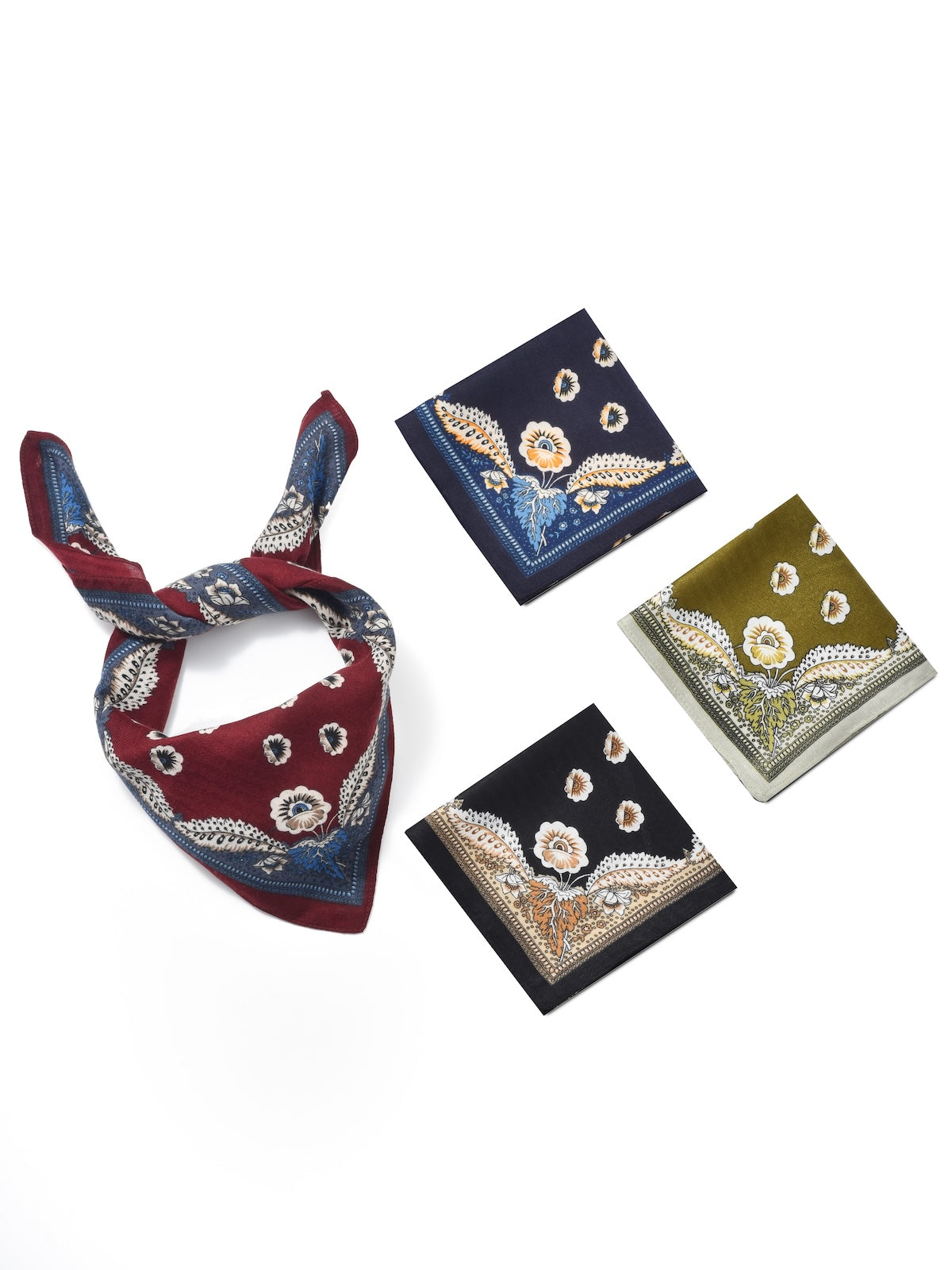 Scarvii - Retro Border Print Square Scarf