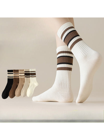 Rufia - Neutral Stripe Ribbed Crew Socks product image 1