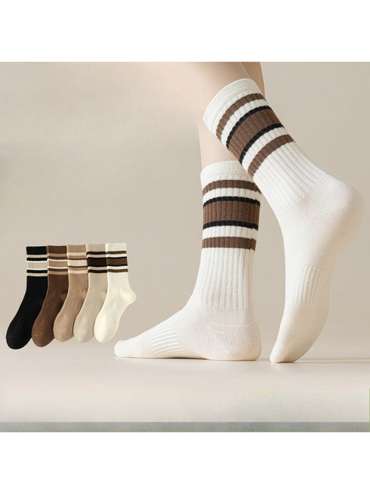 Rufia - Neutral Stripe Ribbed Crew Socks product image 1