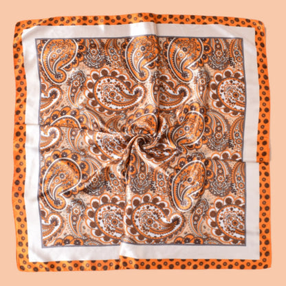 Scarvii - Vintage Paisley Orange Blue Square Scarf