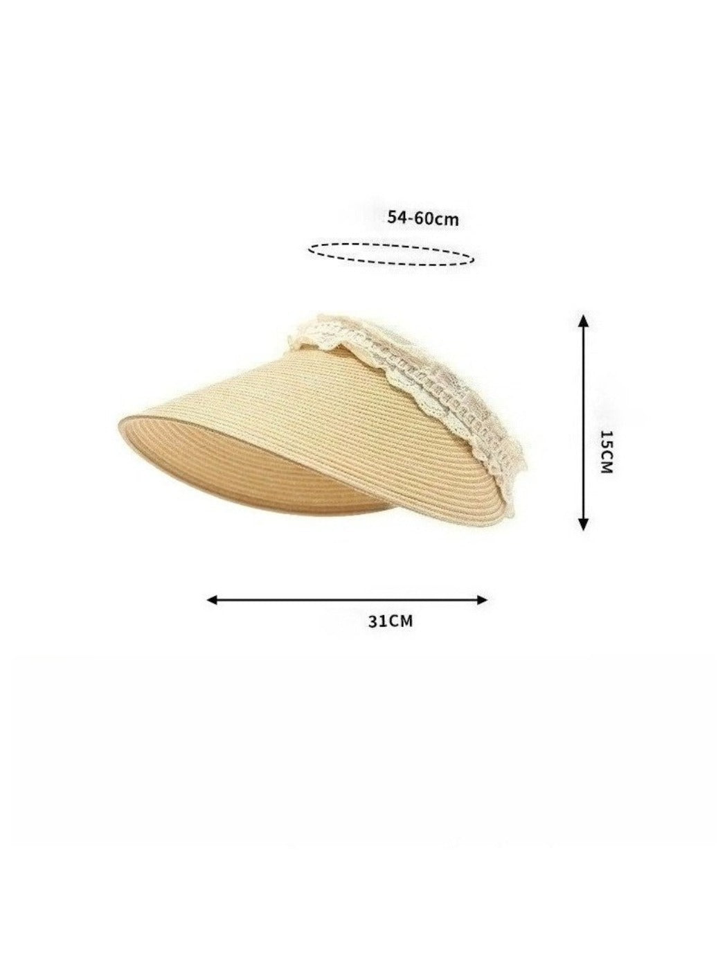 Haila - Elegant Lace Trim Wide Brim Visor Cap