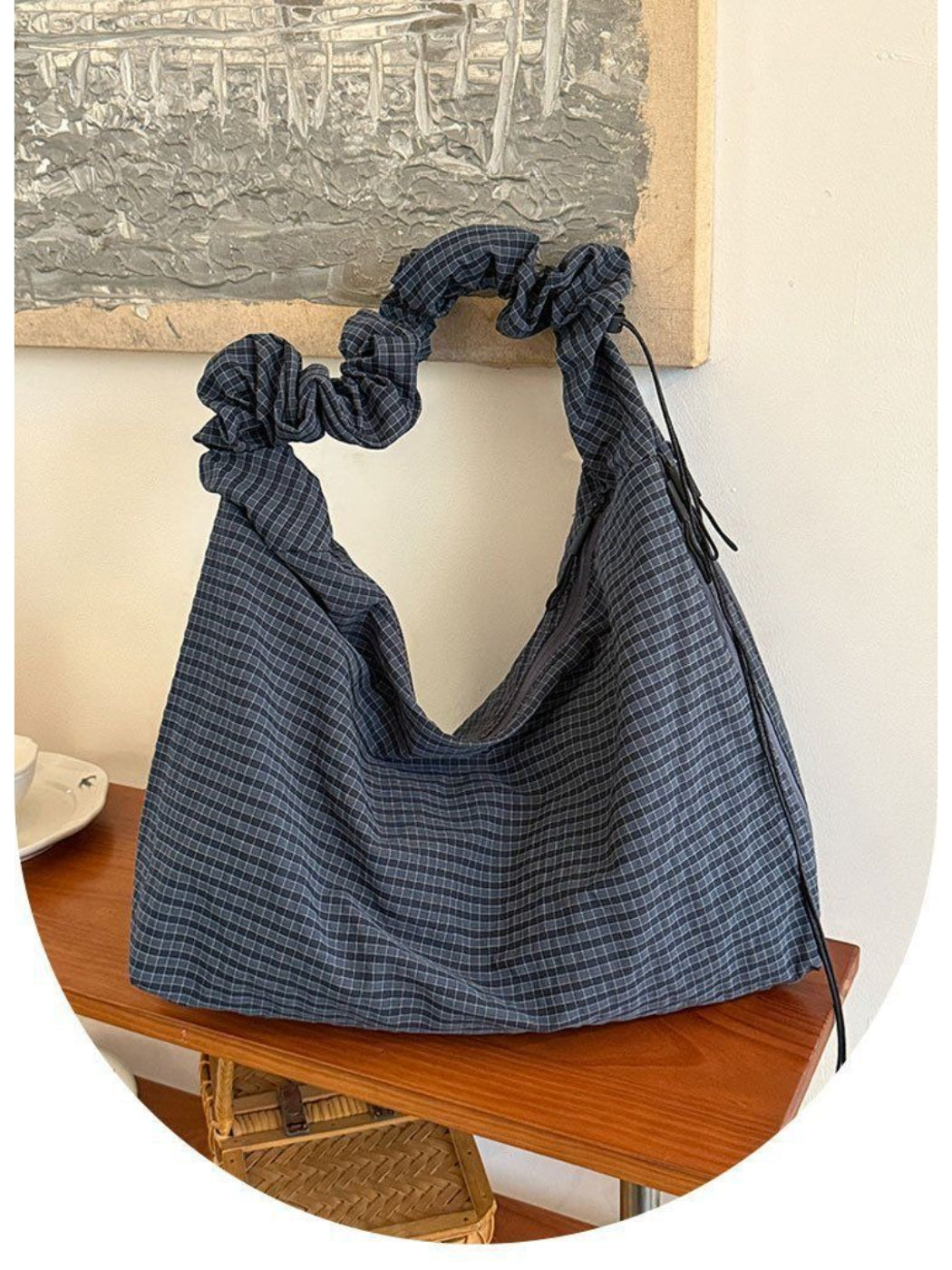 Cosbai - Casual Plaid Large Shoulder Bag