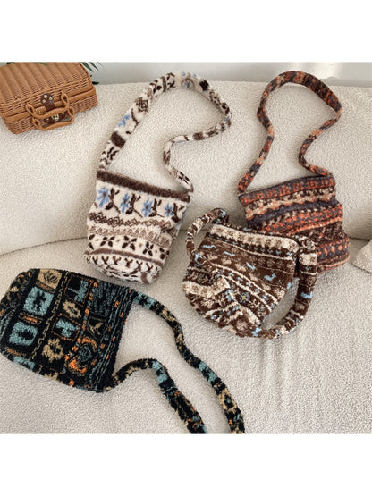 Cosbai - Patterned Soft Knit Shoulder Bag