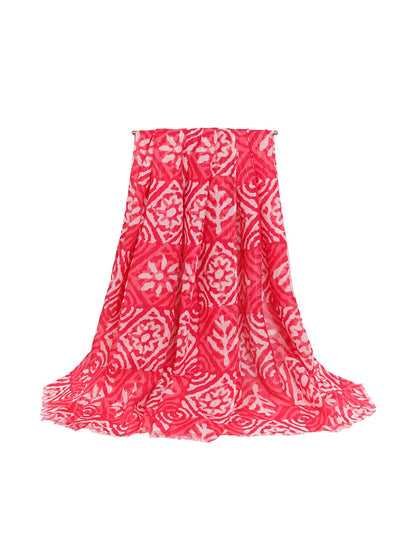 Scarvii - Diamond Scroll Floral Print Scarf