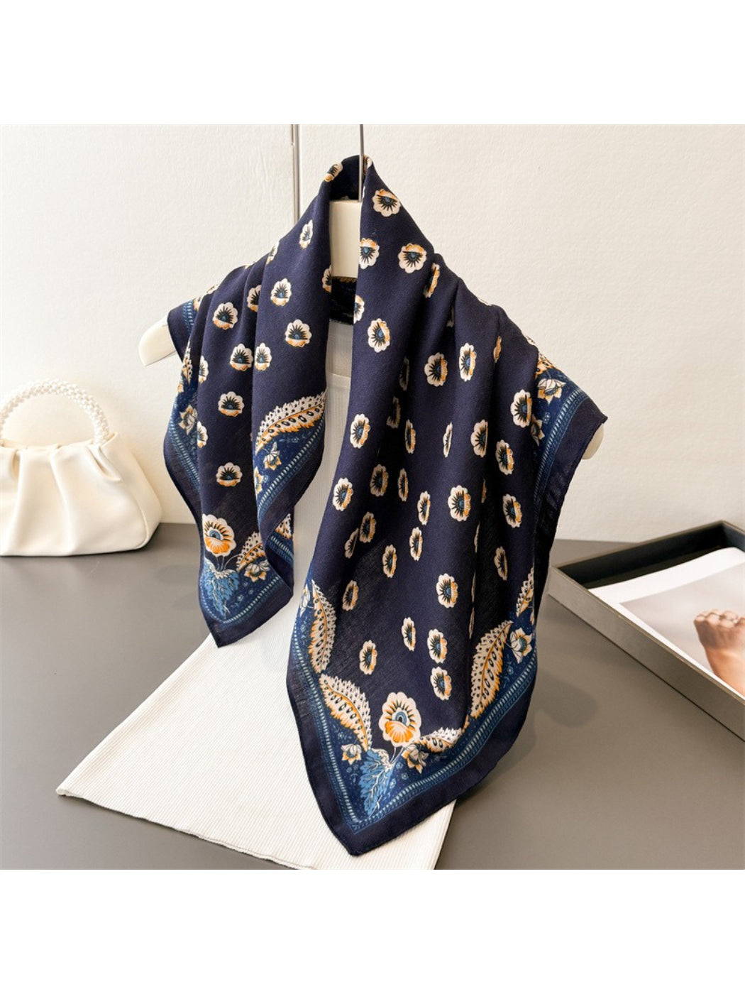 Scarvii - Floral Paisley Border Square Scarf