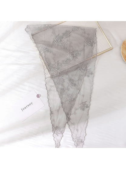 Scarvii - Sheer Floral Print Lace Triangle Bandana