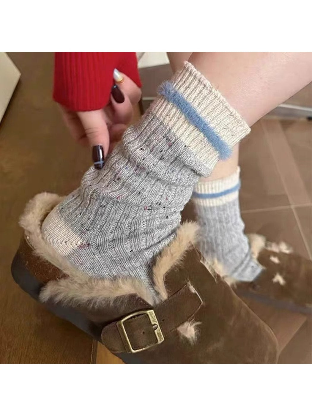 Rufia - Striped Contrast Trim Casual Crew Socks