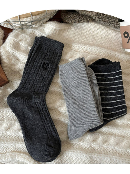 Rufia - Classic Ribbed Neutral Crew Socks