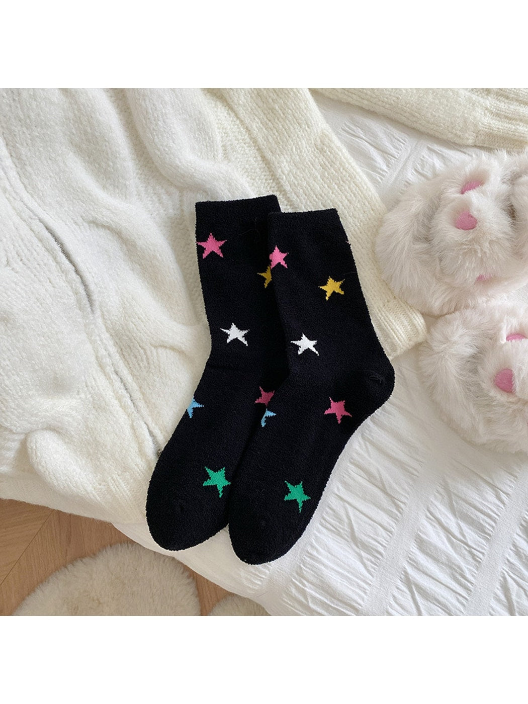Rufia - Playful Mixed Motif Casual Crew Socks