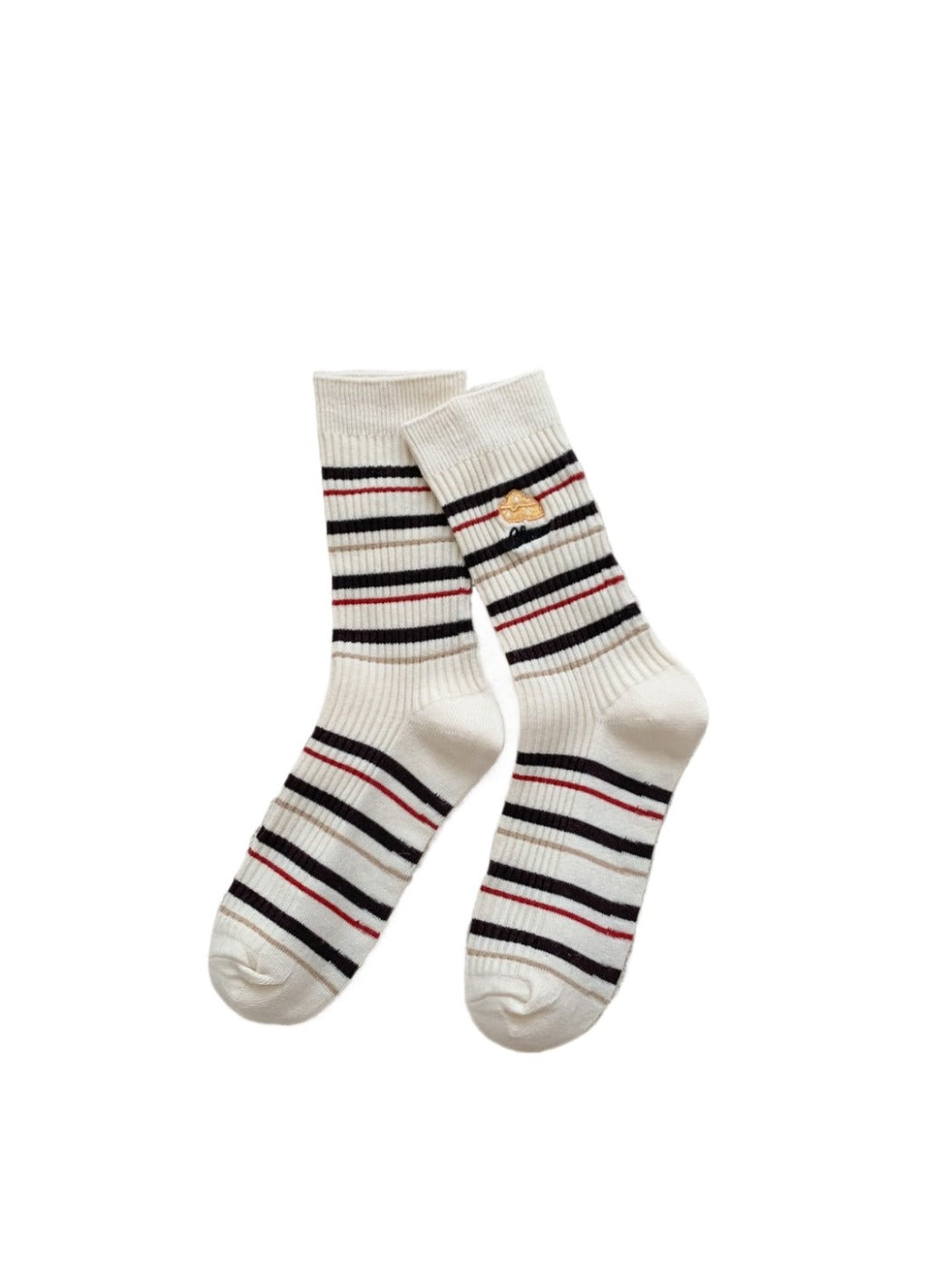 Rufia - Fun Embroidered Stripe Mid-Calf Winter Socks