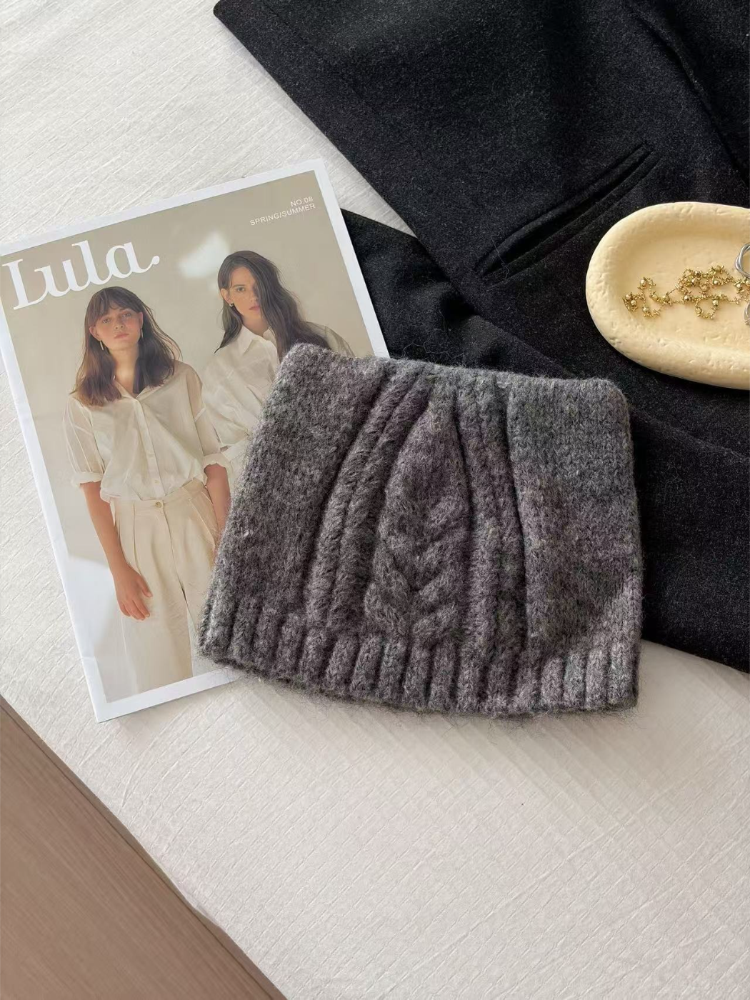 Haila - Textured Cable Knit Winter Beanie Hat