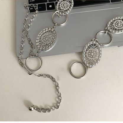 Beco Metal Links Chain Adjustable Waist Belt with floral motif