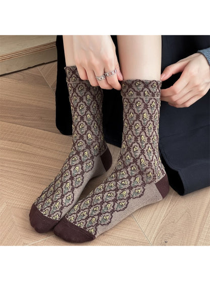 Rufia - Vintage Diamond Jacquard Crew Socks