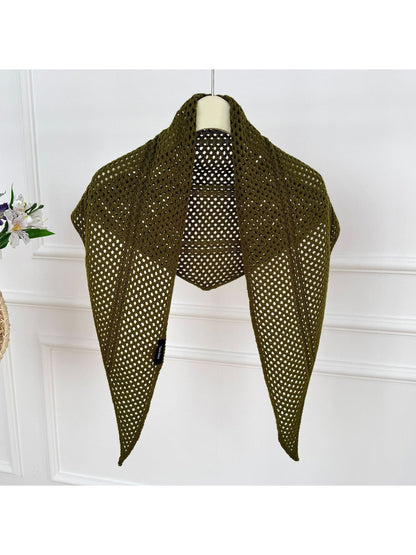 Scarvii - Openwork Mesh Knit Triangle Scarf