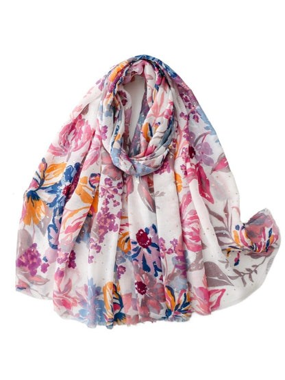 Scarvii Dreamy Bloom Print Scarf folded showing floral pattern in soft pastel colors