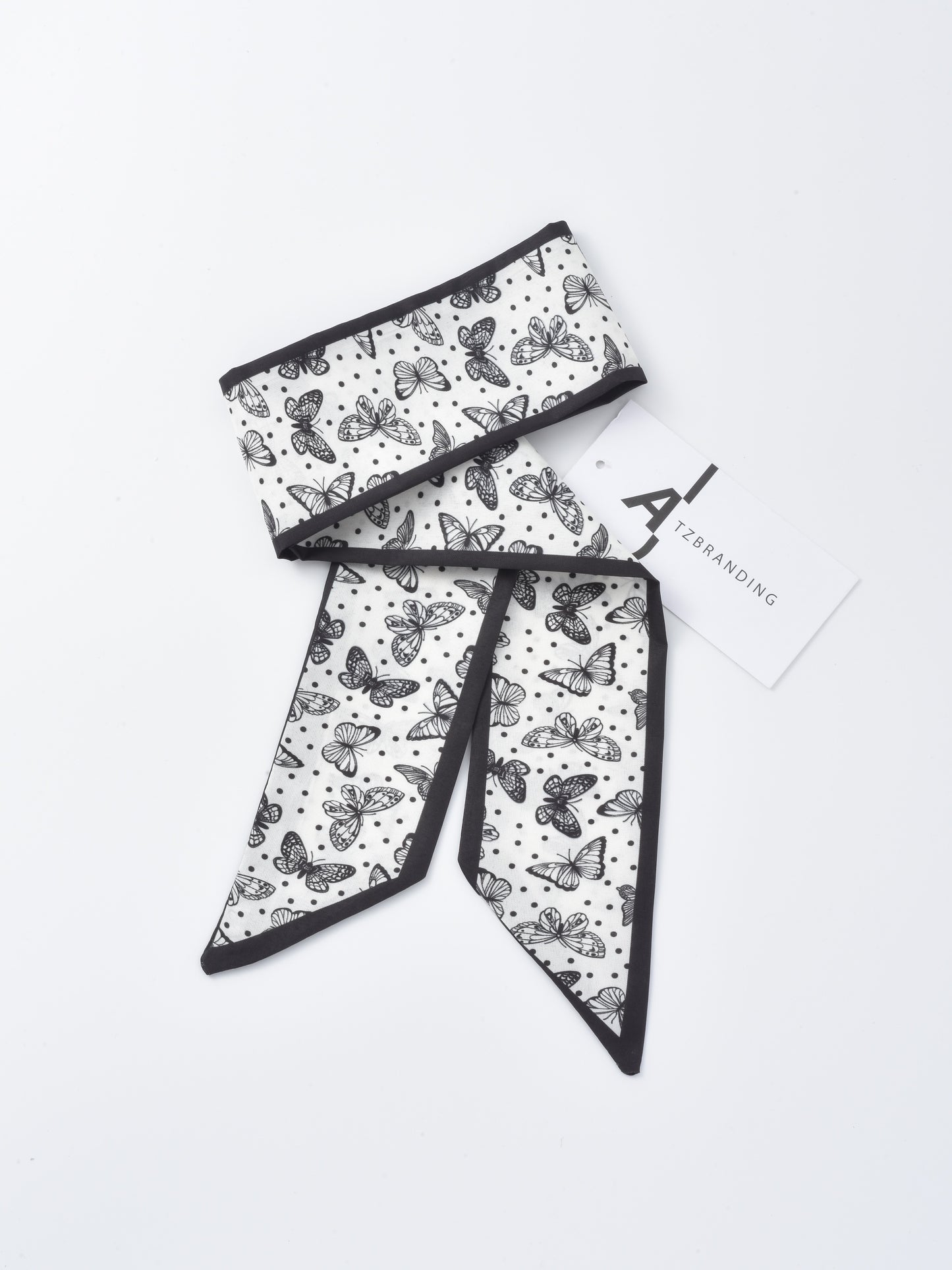 Scarvii - Vintage Butterfly Motif Skinny Scarf