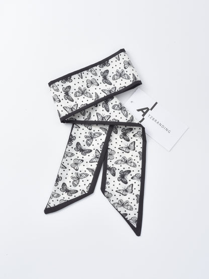 Scarvii - Vintage Butterfly Motif Skinny Scarf