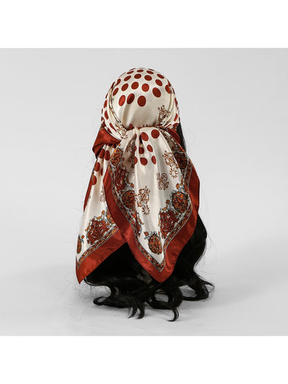 Scarvii - Retro Polka Dot Printed Fashion Square Scarf
