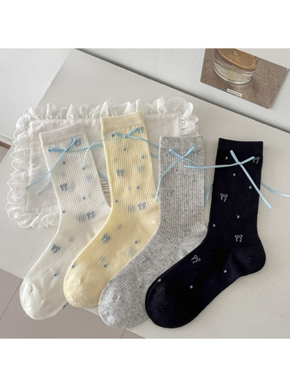 Rufia - Ribbon Detail Dotted Crew Socks product image 1