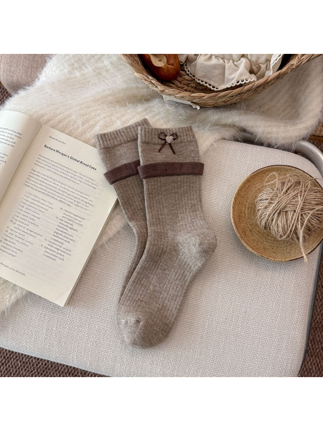 Rufia - Bow Detail Mixed Pattern Crew Socks