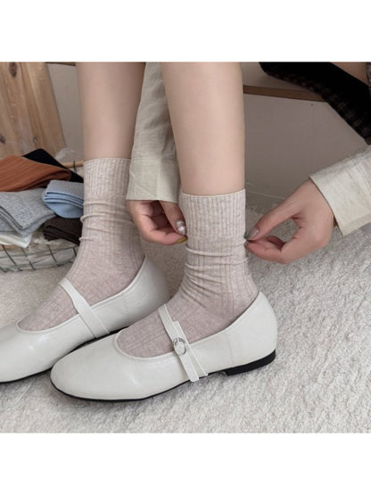 Rufia - Solid Ribbed Everyday Crew Socks