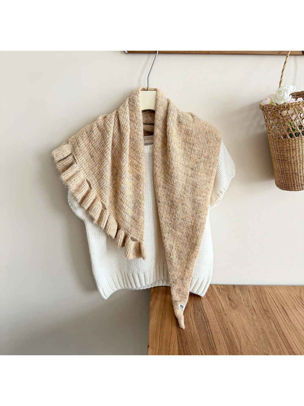 Scarvii - Fuzzy Knit Fringe Triangle Scarf