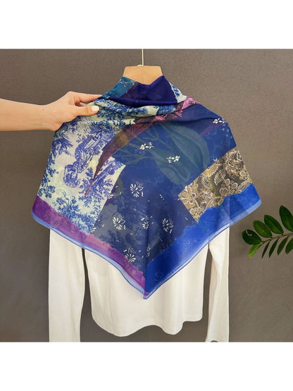 Scarvii - Botanical Patchwork Printed Square Scarf