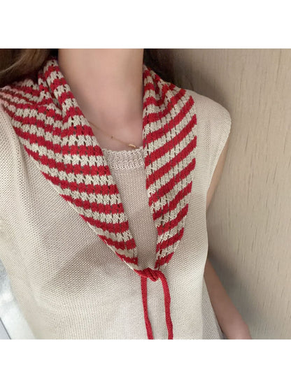 Scarvii - Geometric Stripe Tie-End Triangle Scarf
