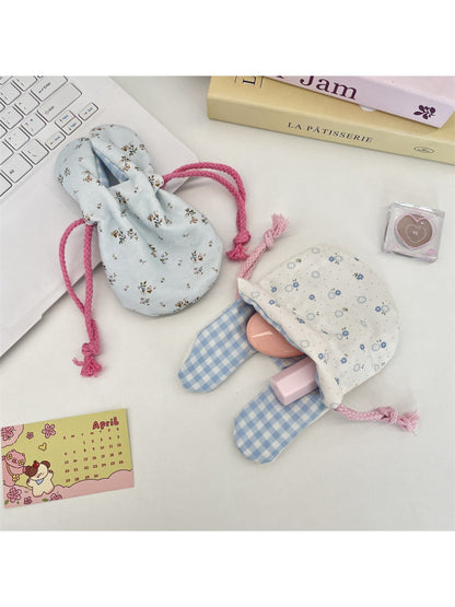 Cosbai - Floral Bunny Ears Drawstring Pouch