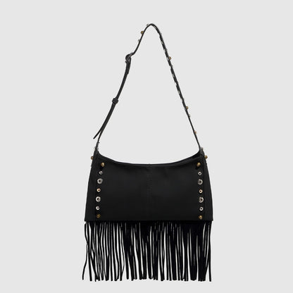 Cosbai - Boho Punk Fringe Shoulder Bag - Blod & Classic