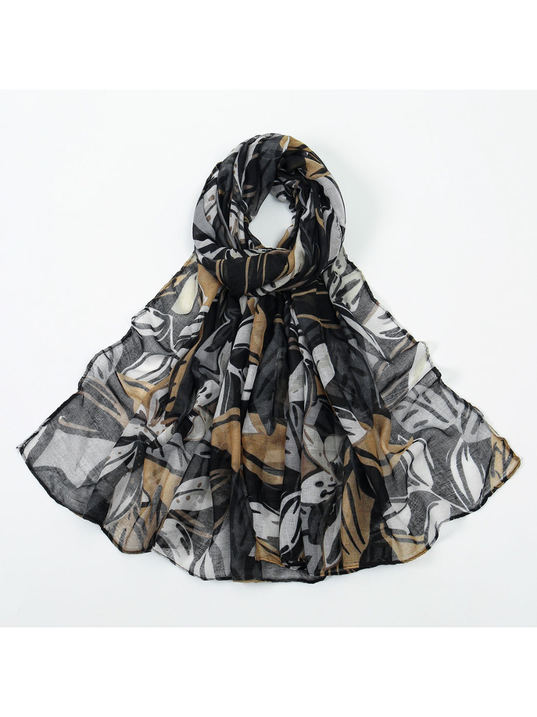 Scarvii – Spring Leaf Print Lightweight Scarf