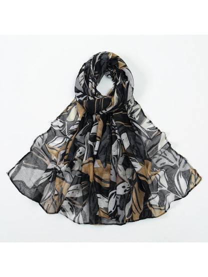 Scarvii – Spring Leaf Print Lightweight Scarf