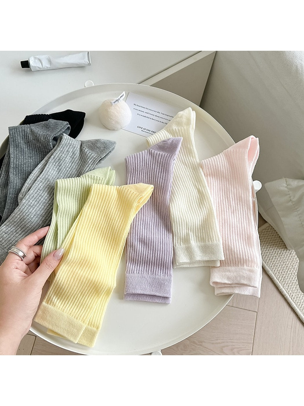 Rufia - Soft Ribbed Crew Socks for Women