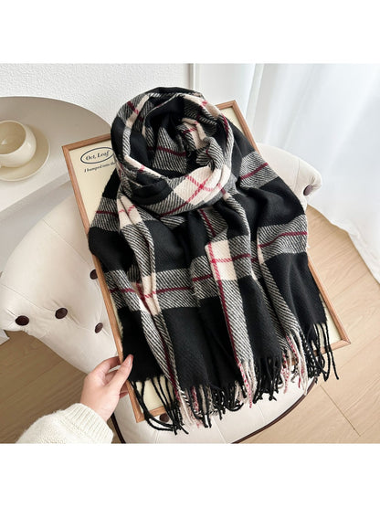 Scarvii - Classic Plaid Tassel Winter Wrap Scarf