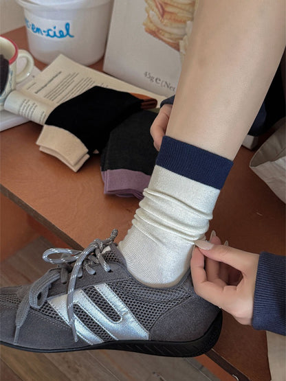 Rufia - Soft Contrast Color Crew Socks