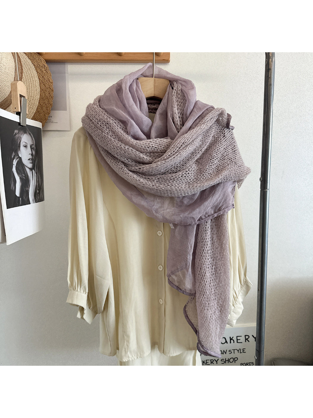Scarvii - Open Knit Panel Lightweight Scarf