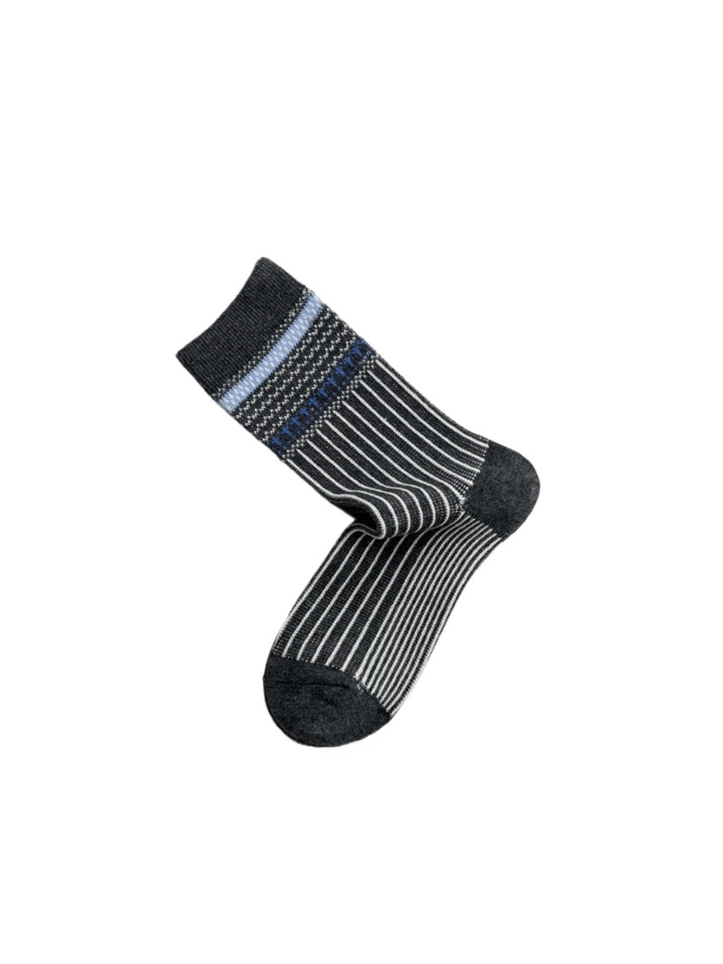 Rufia - Grey Classic Pattern Turn-Cuff Mid-Crew Socks