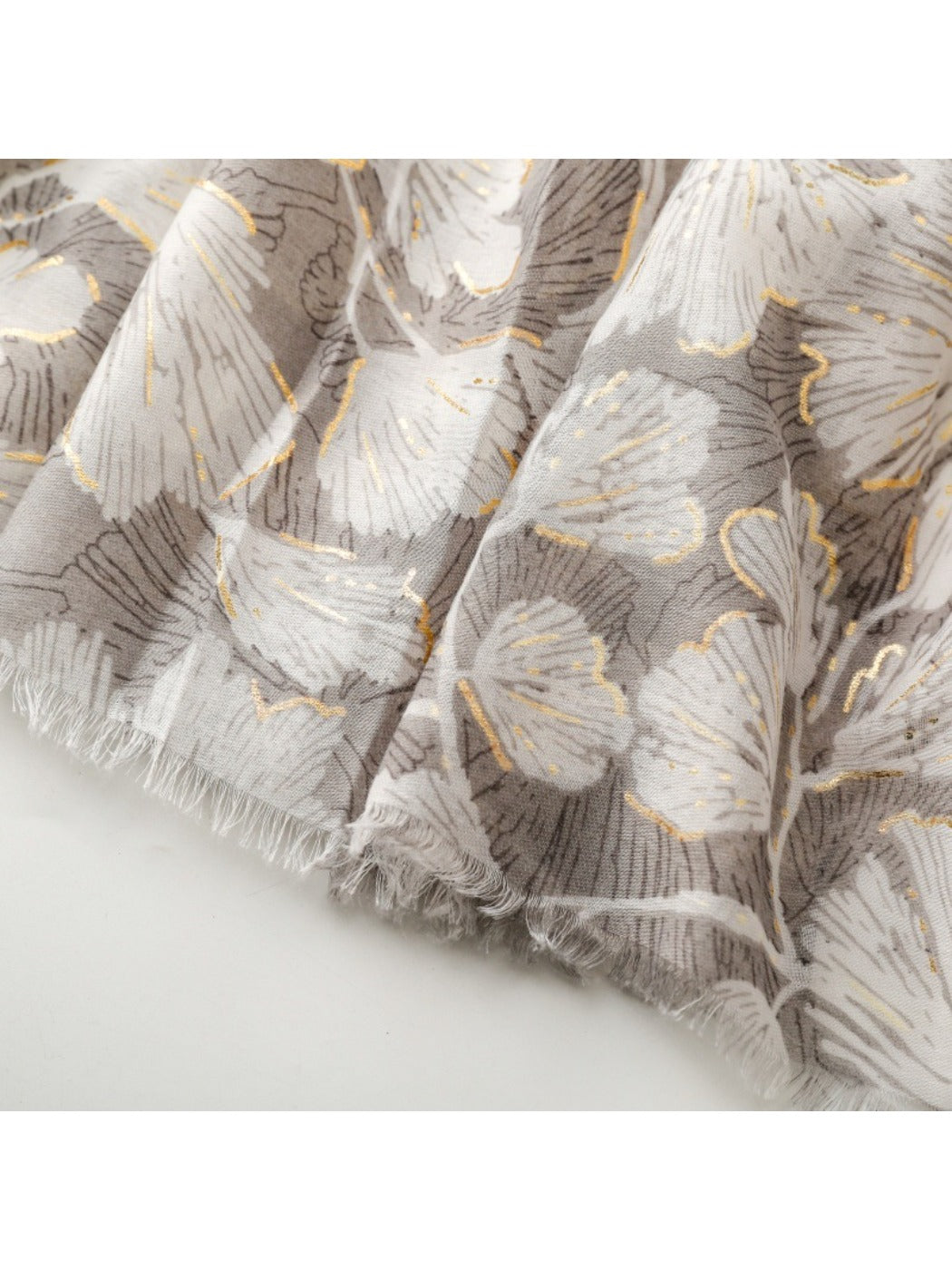 Scarvii - Gold Foil Scarf & Shawl with Floral Print