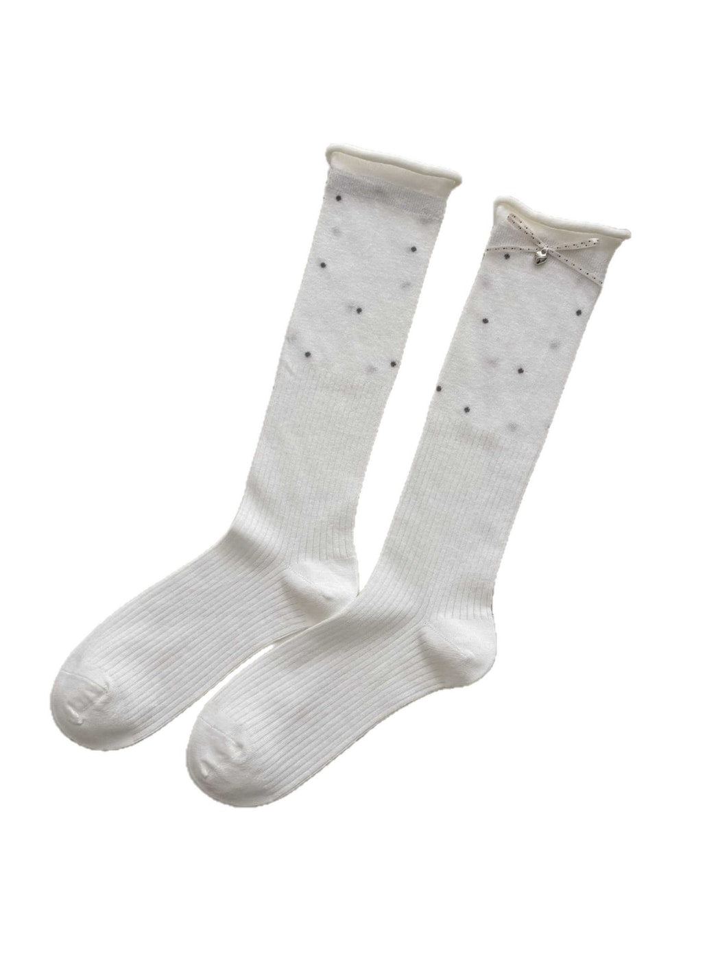 Rufia - Bow Polka Dot Mesh Women's Mid Calf Socks
