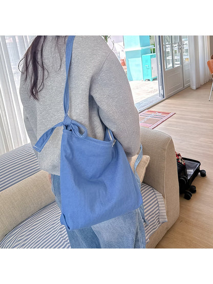 Cosbai - Solid Color Zipper Crossbody Tote Bag