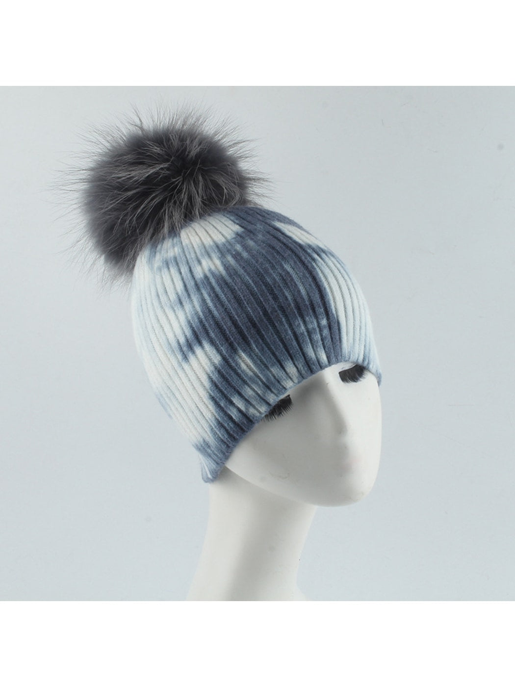Haila - Striped Knit Pom Pom Beanie