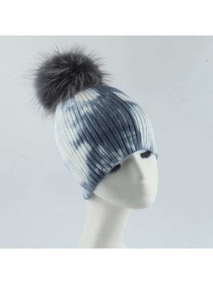 Haila - Striped Knit Pom Pom Beanie